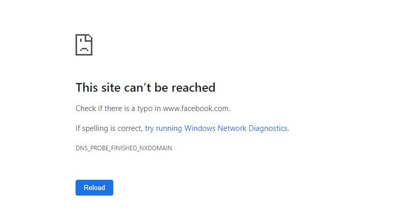 Facebook isn't working right now , Server Down